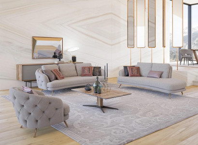 Living room upholstery 4-piece suite Chesterfield three-seater sofas luxury armchair